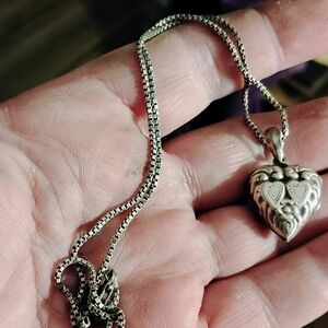 Victorian Sterling Silver Sweetheart Locket Necklace